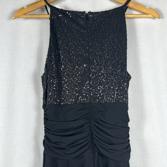 White House Black Market Sequined Halter Cocktail Dress Black Midi Sz 6 NWT - Picture 8 of 14